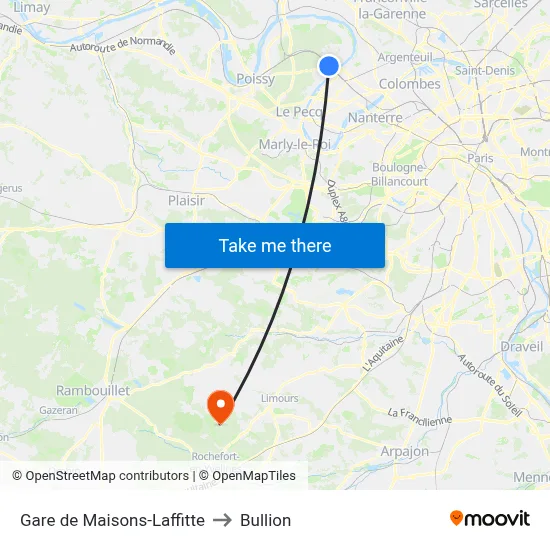 Gare de Maisons-Laffitte to Bullion map