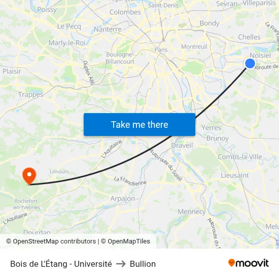 Bois de L'Étang - Université to Bullion map