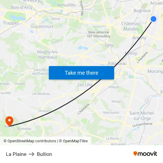 La Plaine to Bullion map