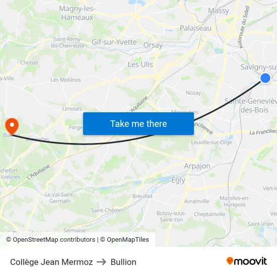 Collège Jean Mermoz to Bullion map