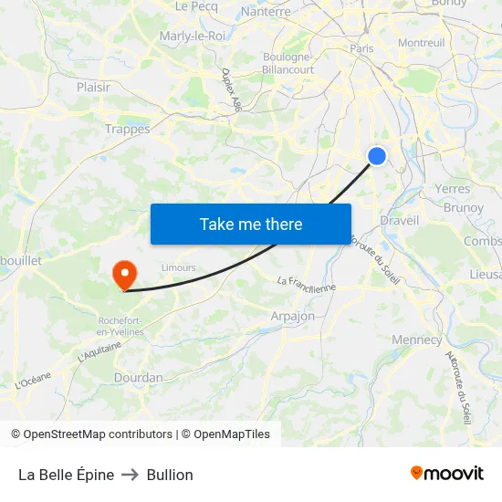 La Belle Épine to Bullion map