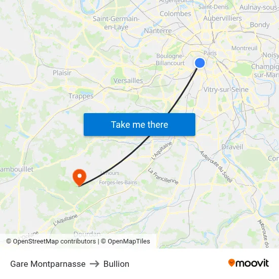 Gare Montparnasse to Bullion map