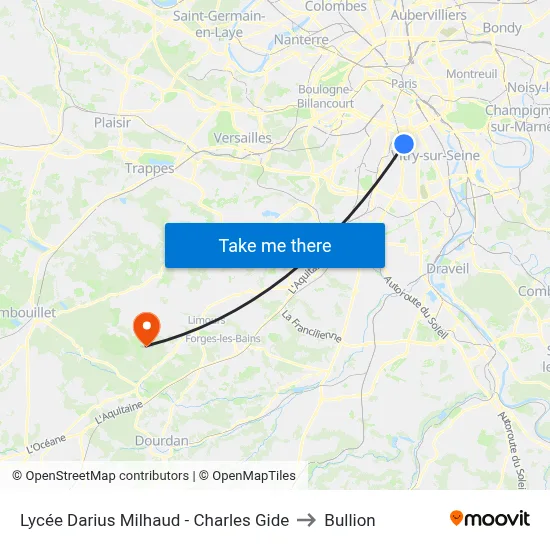 Lycée Darius Milhaud - Charles Gide to Bullion map