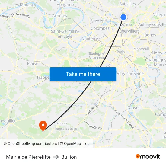 Mairie de Pierrefitte to Bullion map