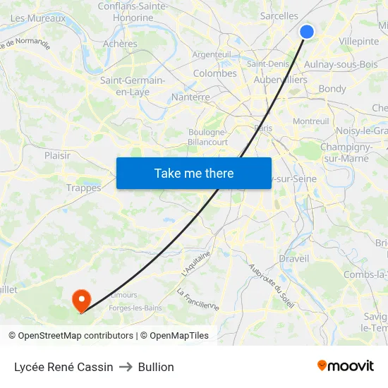 Lycée René Cassin to Bullion map