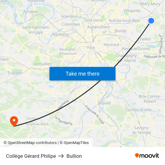Collège Gérard Philipe to Bullion map