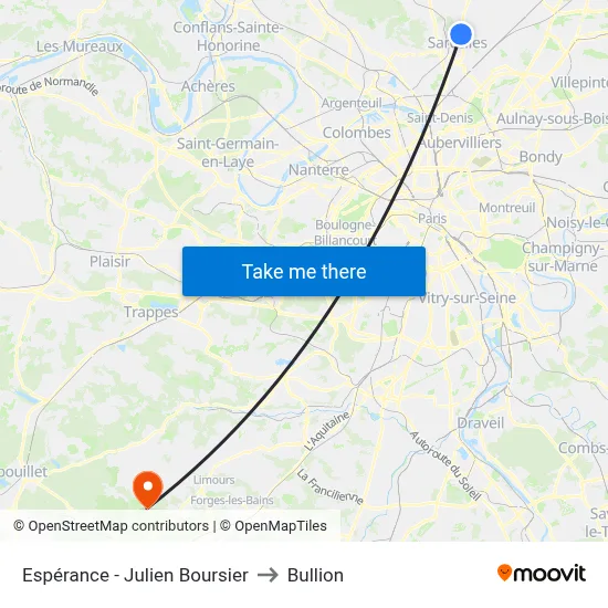 Espérance - Julien Boursier to Bullion map