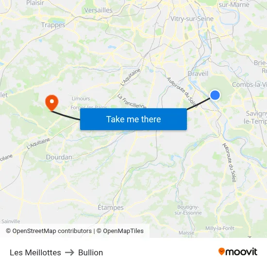 Les Meillottes to Bullion map