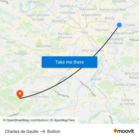 Charles de Gaulle to Bullion map