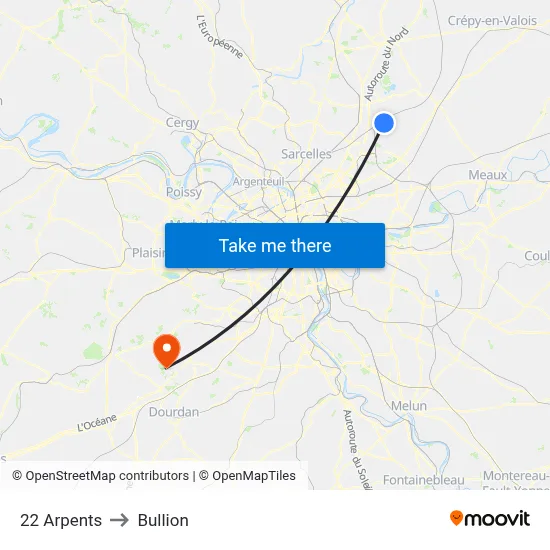 22 Arpents to Bullion map