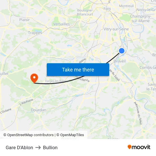 Gare D'Ablon to Bullion map