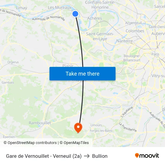 Gare de Vernouillet - Verneuil (2a) to Bullion map