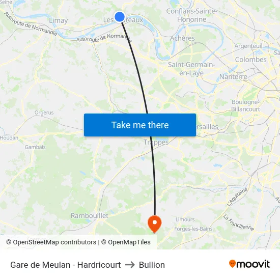 Gare de Meulan - Hardricourt to Bullion map