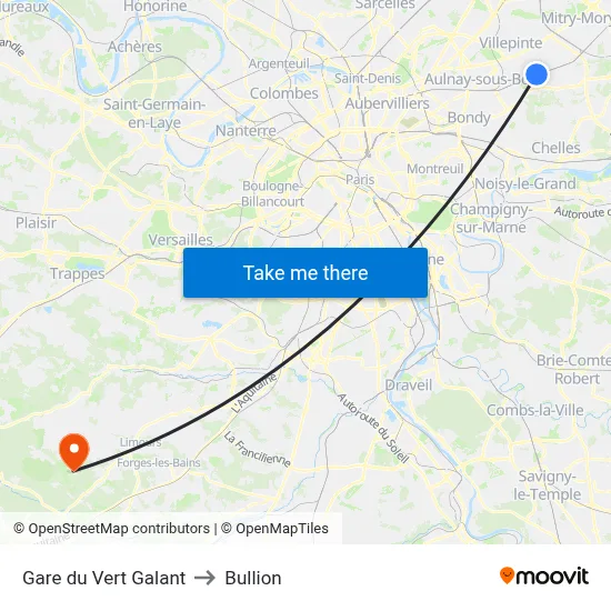 Gare du Vert Galant to Bullion map