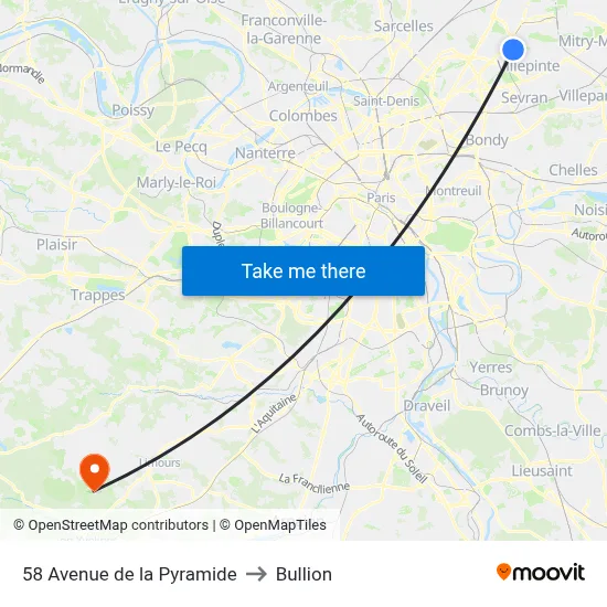 58 Avenue de la Pyramide to Bullion map