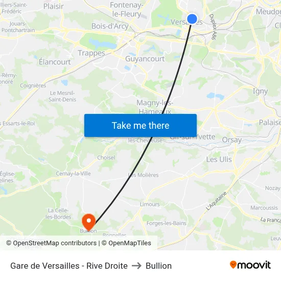 Gare de Versailles - Rive Droite to Bullion map
