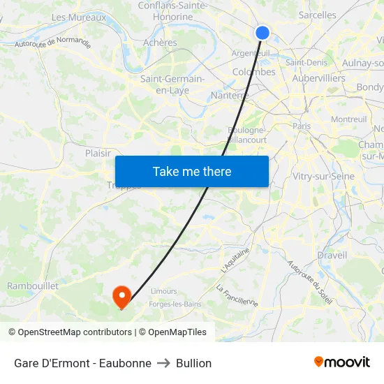 Gare D'Ermont - Eaubonne to Bullion map
