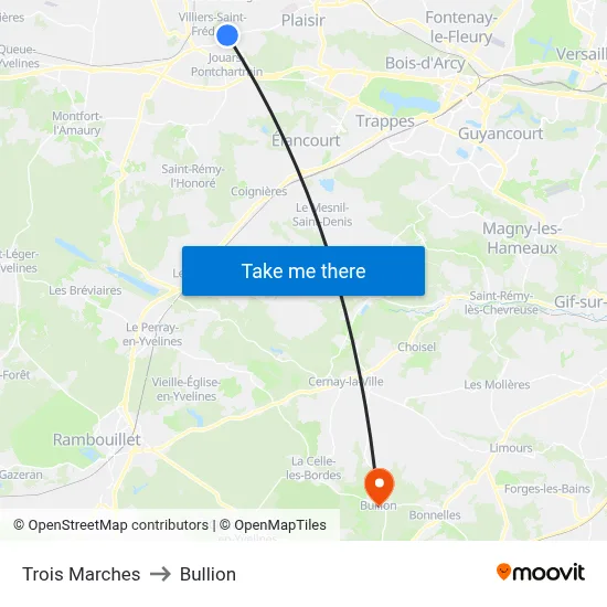 Trois Marches to Bullion map