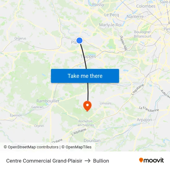 Centre Commercial Grand-Plaisir to Bullion map