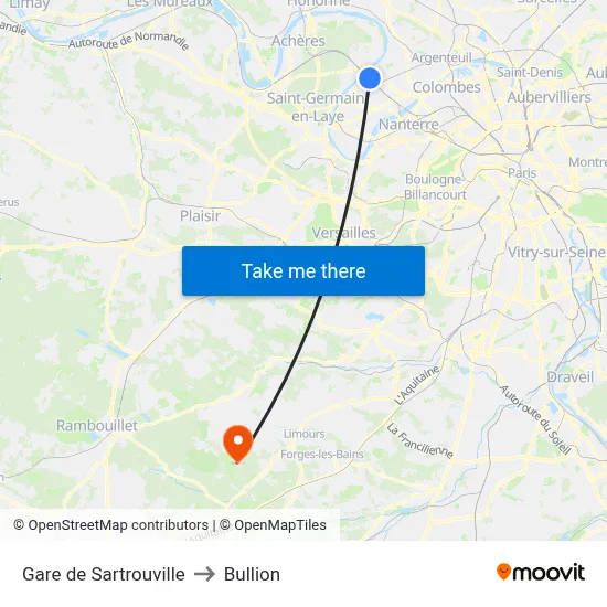 Gare de Sartrouville to Bullion map