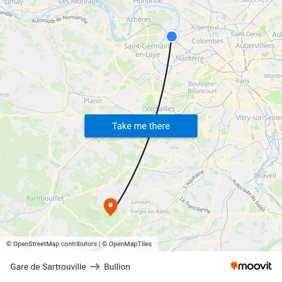 Gare de Sartrouville to Bullion map