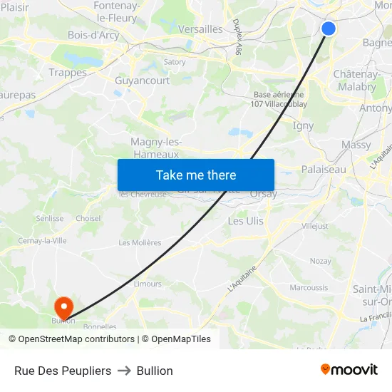 Rue Des Peupliers to Bullion map