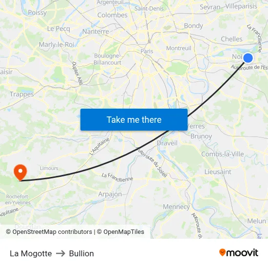 La Mogotte to Bullion map