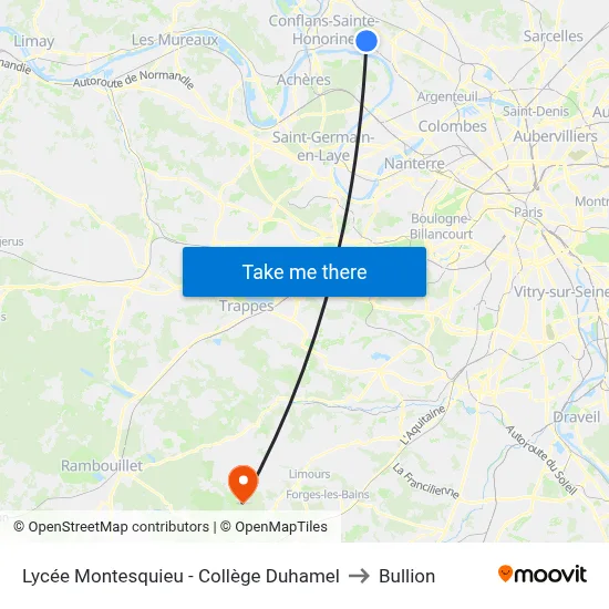 Lycée Montesquieu - Collège Duhamel to Bullion map