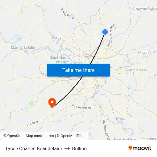 Lycée Charles Beaudelaire to Bullion map