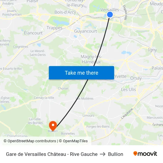 Gare de Versailles Château - Rive Gauche to Bullion map