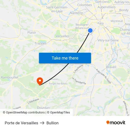 Porte de Versailles to Bullion map