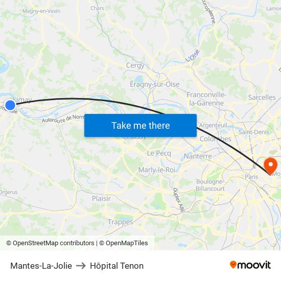 Mantes-La-Jolie to Hôpital Tenon map