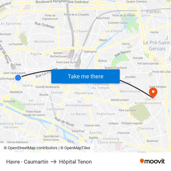 Havre - Caumartin to Hôpital Tenon map
