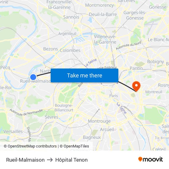 Rueil-Malmaison to Hôpital Tenon map