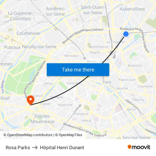 Rosa Parks to Hôpital Henri Dunant map