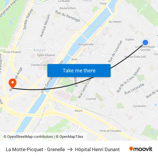 La Motte-Picquet - Grenelle to Hôpital Henri Dunant map