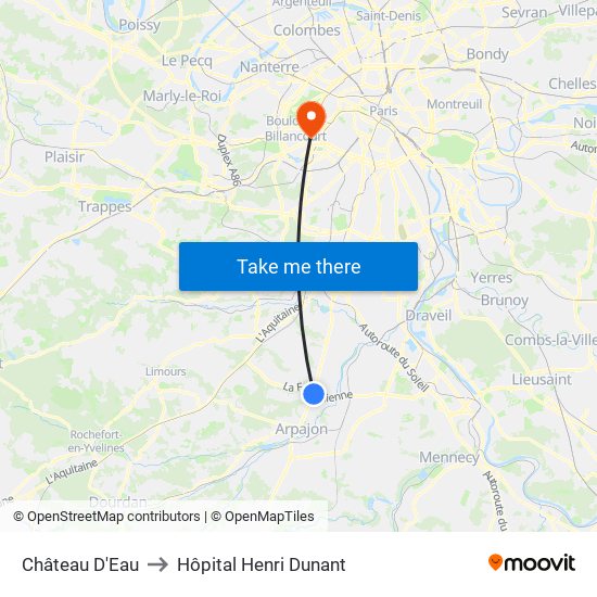 Château D'Eau to Hôpital Henri Dunant map
