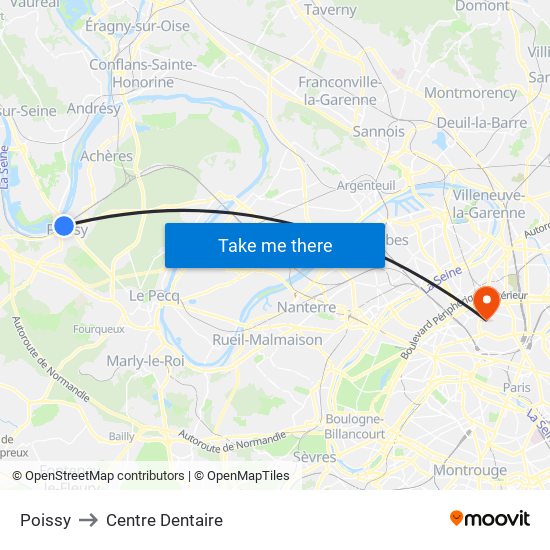 Poissy to Centre Dentaire map