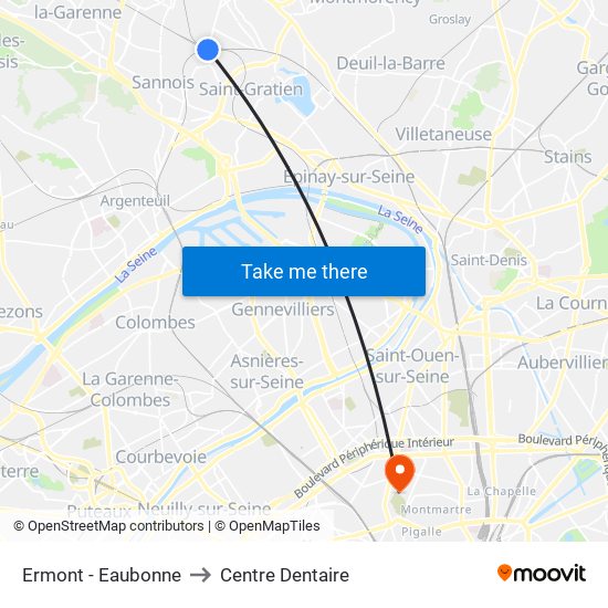 Ermont - Eaubonne to Centre Dentaire map