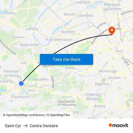 Saint-Cyr to Centre Dentaire map