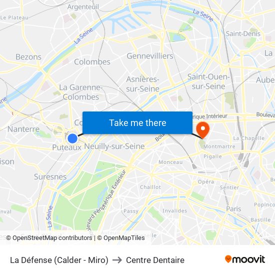 La Défense (Calder - Miro) to Centre Dentaire map