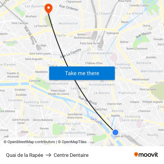 Quai de la Rapée to Centre Dentaire map