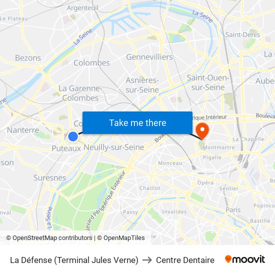 La Défense (Terminal Jules Verne) to Centre Dentaire map