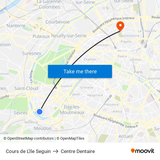 Cours de L'Ile Seguin to Centre Dentaire map