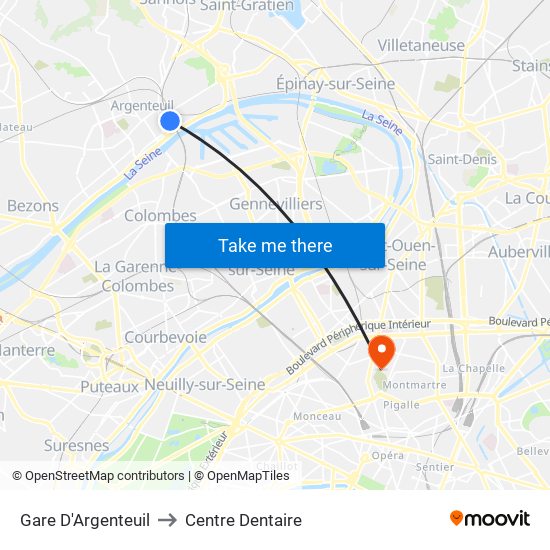 Gare D'Argenteuil to Centre Dentaire map