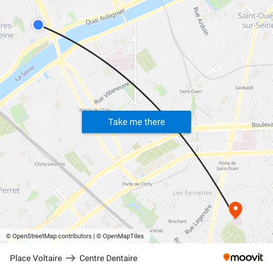 Place Voltaire to Centre Dentaire map