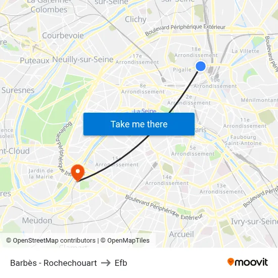 Barbès - Rochechouart to Efb map