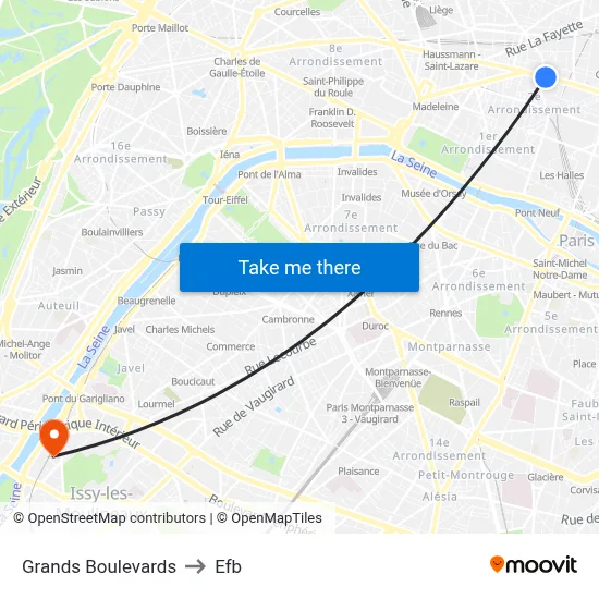 Grands Boulevards to Efb map
