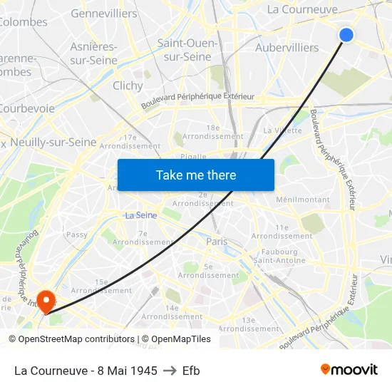 La Courneuve - 8 Mai 1945 to Efb map