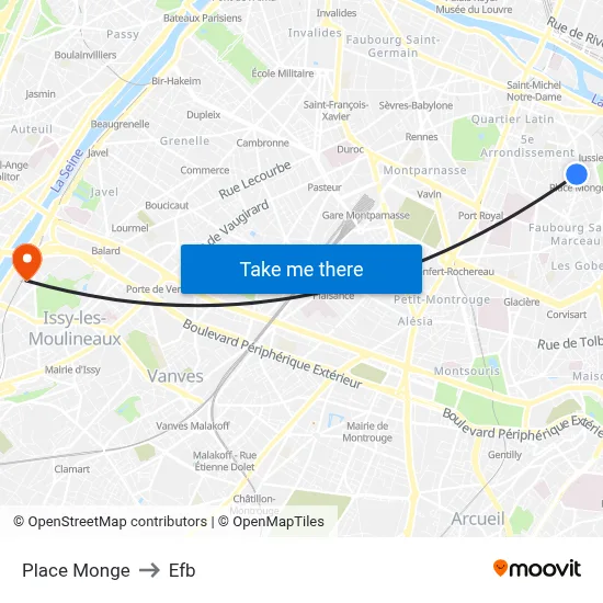 Place Monge to Efb map